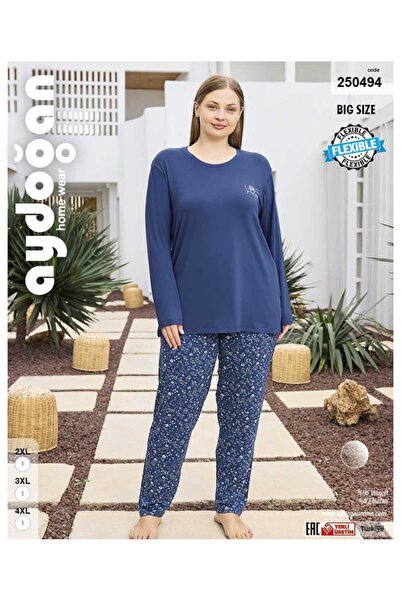 Aydoğan Flexible Fabric Long Sleeve Oversized Women's Pajama Set – Comfortable and Stretchy