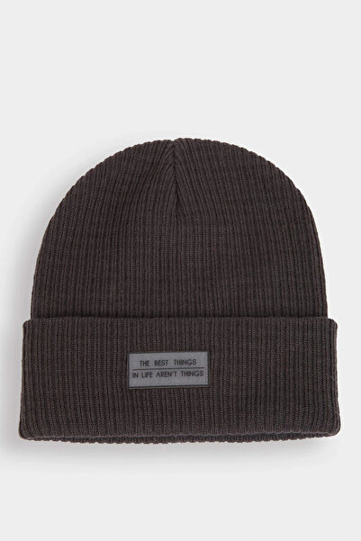 DeFacto A6632Axar4 Anthracite Men's Knitted Label Beanie