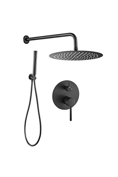 OEM Recessed Shower Set - Round 25×25 cm Rain Showerhead ShowerEase, Two Functions, Black