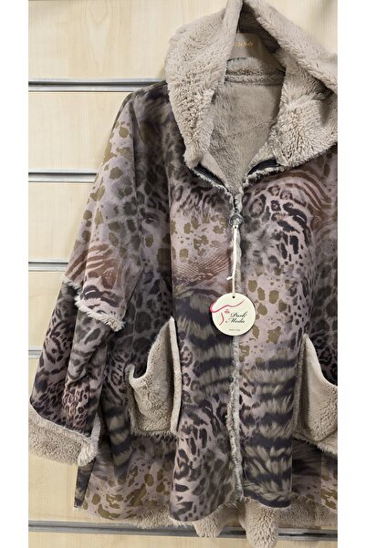 Park Moda Leopard Pattern Coat with Fleece Inside
