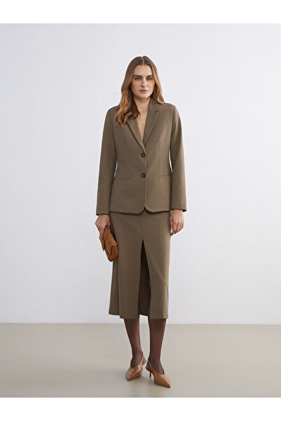 LC Waikiki Класическо кафяво тартаново дамско сако