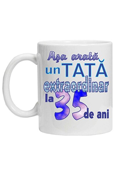 CRD PRINT Personalized ceramic mug 'This is what an extraordinary dad looks like' – 35 years, White, 330 ml