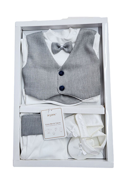 fantasialand Newborn set, boys 4 pieces, HTSB 113, gray color