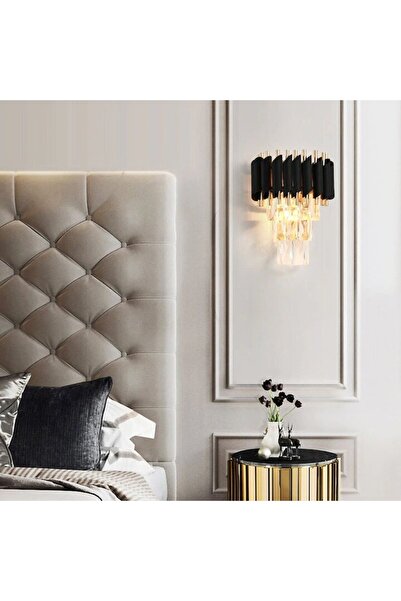 trandafi led Glass Wall Sconce Black - Bedroom/Hotel Decorative Bedside Lamp 2xE14