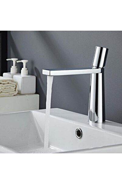 OEM AquaSwift chrome silver washbasin faucet, deck-mounted, round model