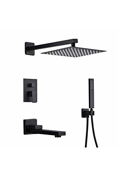 OEM Built-in Shower Set, 3 Functions, Matte Black, 30 x 30 cm