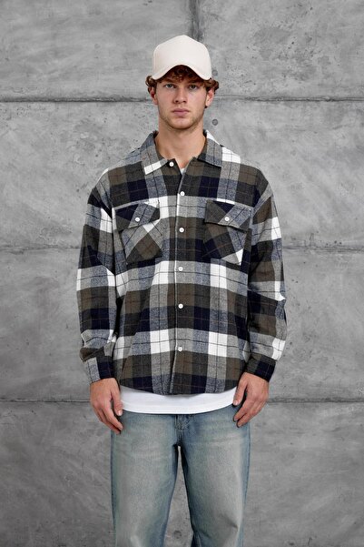 NOMARC Khaki Nmrc Checked Shirt with Pockets