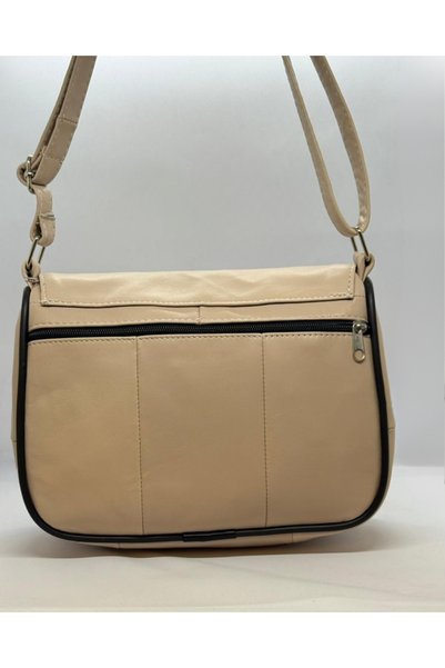 Rubel Bags Cream Genuine Leather Bag Women's Daily Use Crossbody Shoulder Bag (25cm X 18cm)