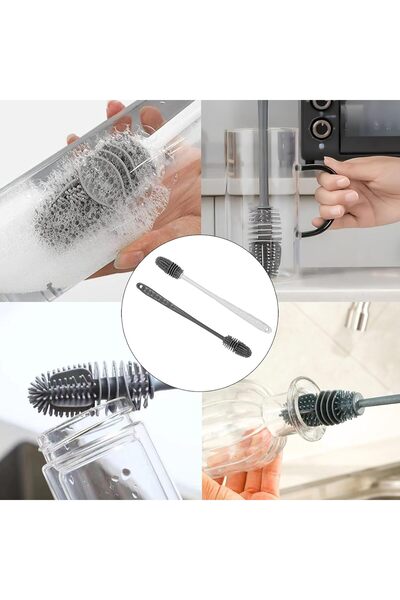 Duomama Long-Handle Bottle Brush Set, 2-Piece, for Narrow-Neck Bottles & Cups