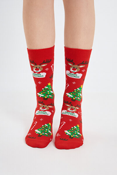 uğurlu dükkan Red merry christmas new year concept socks 36-44