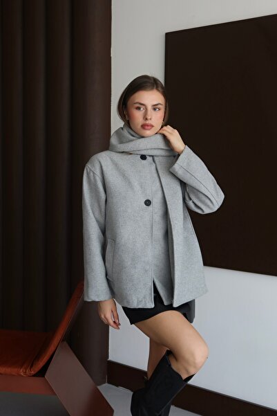 BY SE'MAS WEAR Premium Atkılı Yün Kaşe Çift Düğmeli Kaşe Kaban