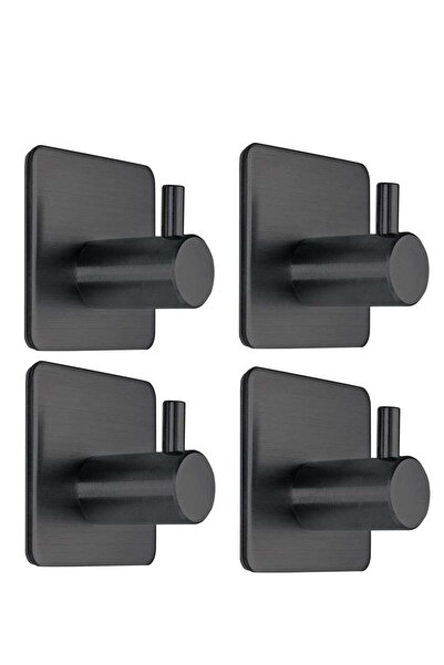 Generic 4-Pack Adhesive Heavy Duty Towel Hooks - Black