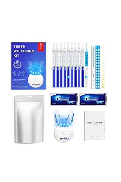 NicoPrime Kit de albire a dinților cu LED — Set portabil cu 10 geluri, 2 benzi, fără peroxid