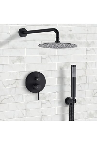 OEM Recessed Shower Set - Round 25×25 cm Rain Showerhead ShowerEase, Two Functions, Black