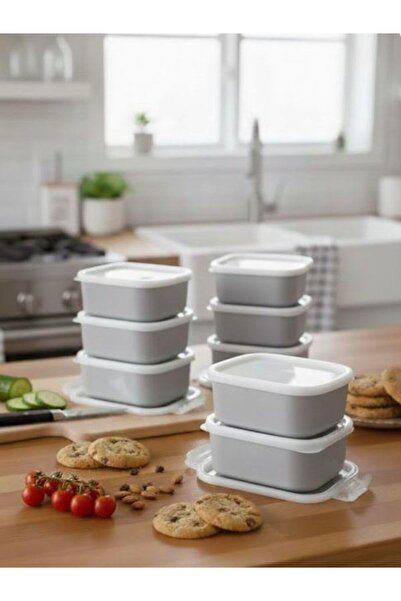 Saint Belisama Concept Ada Gri 8-Piece Storage Container Set - Breakfast Snack Container Storage with Leak-Proof Lids