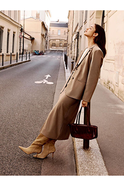 LC Waikiki Класическо кафяво тартаново дамско сако