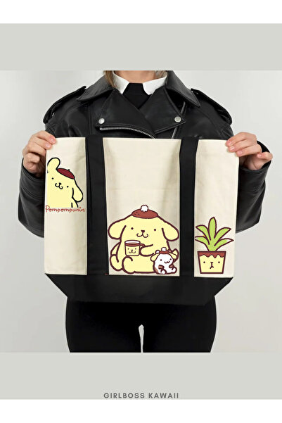 Girlboss Kawaii Pompompurin Canvas Bag with Pockets / Shopping, Sports, Beach New Series