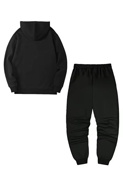 Marco Fresco Sweatshirt Sweatpants Jogger Black Printed Bottom Top Tracksuit Set Hooded