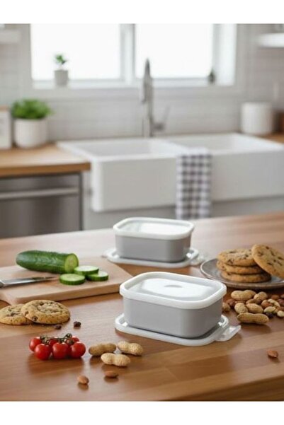Saint Belisama Concept Ada Gri 2-Piece Storage Container Set - Breakfast Snack Container Storage with Leak-Proof Lids