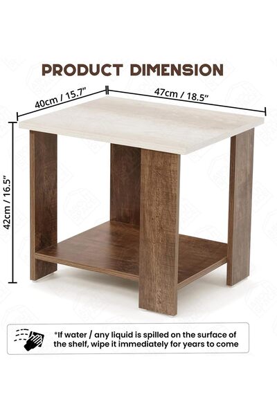 ABOUT SPACE Wooden Side Table - Night Stand & End Table Organiser (36 x 45 x 42 cm)