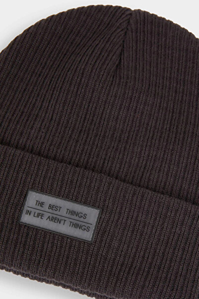 DeFacto A6632Axar4 Anthracite Men's Knitted Label Beanie