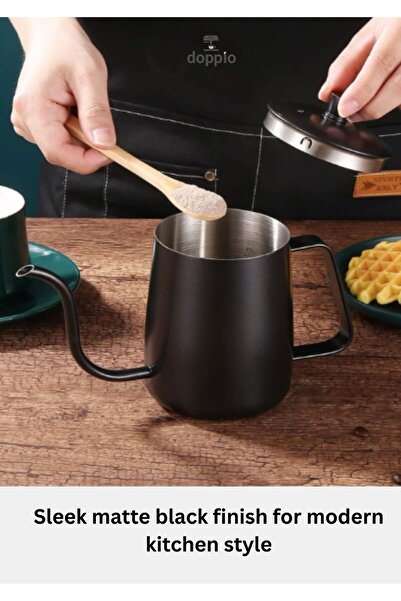 DOPPİO Stainless Steel Gooseneck Pour-Over Kettle – Matte Black, Precision Spout