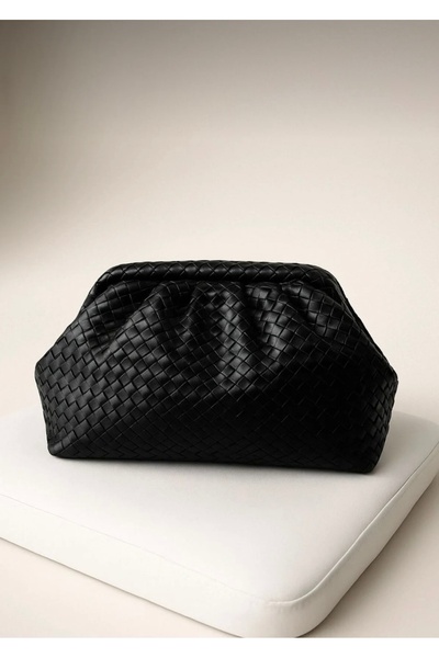 MyleeButik Clutch Örgü Detaylı El,Omuz Çantası ve Çapraz Çanta
