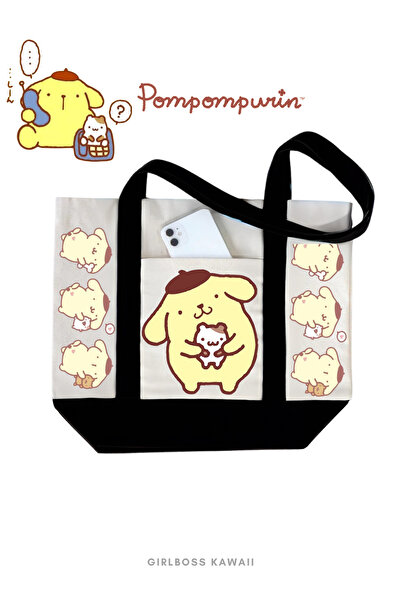 Girlboss Kawaii Pompompurin Canvas Bag with Pockets / Shopping, Sports, Beach New Series