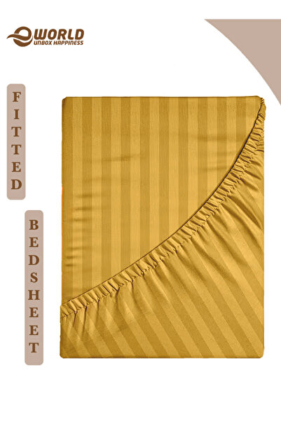 Eworld King Size Striped Microfiber Fitted Bedsheet, Deep Pocket, Breathable ...