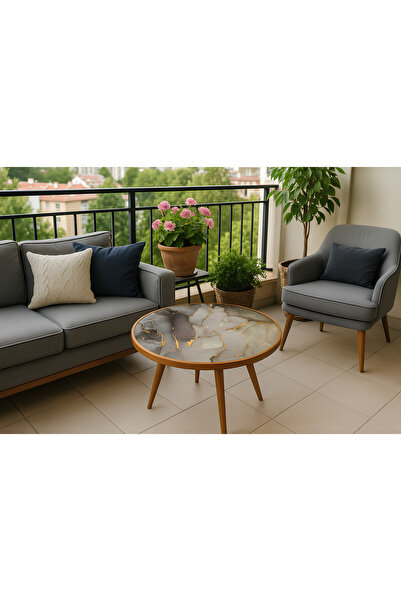 Boyut “Şıklığın Yeni Yorumu Mermer Efektli El Yapımı Sehpa”