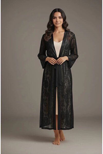 sempathy روب نسائي طويل أنيق وعصري بتفاصيل من الدانتيل الفرنسي