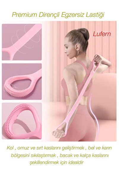 Lufern Dirençli Egzersiz Lastiği Kol Omuz Sırt Bel Karın Bacak Kalça Yoga Pla...