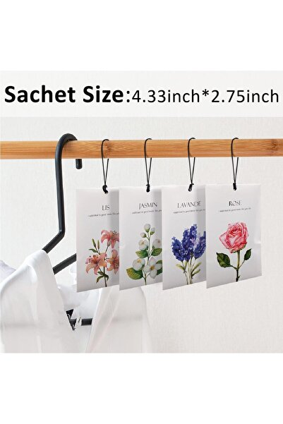 SYOSI Lavender Jasmine Lily Rose Flower Sachet, 1 Box/12 Pcs, 4 Scents