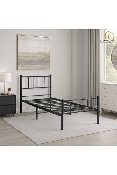 Al Saada Home إطار سرير حديدي - 90 × 190 سم - أسود
