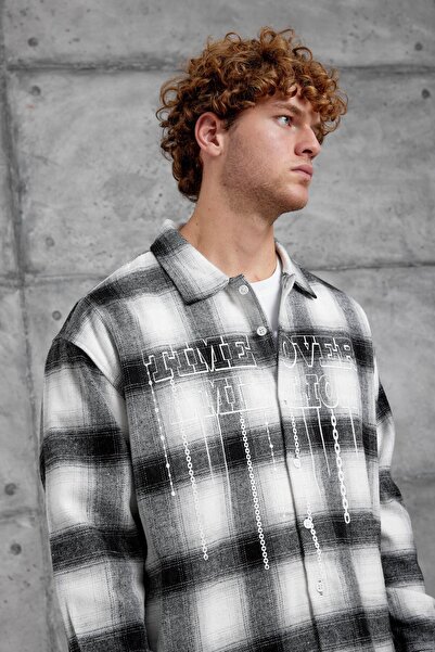 NOMARC Black Nmrc Text Printed Oversized Shirt