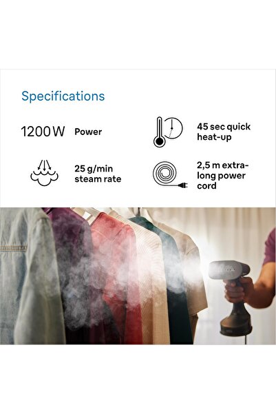 Braun Handheld QuickStyle 5 Garment Steamer, 1200W, 150ml, GS5031BL