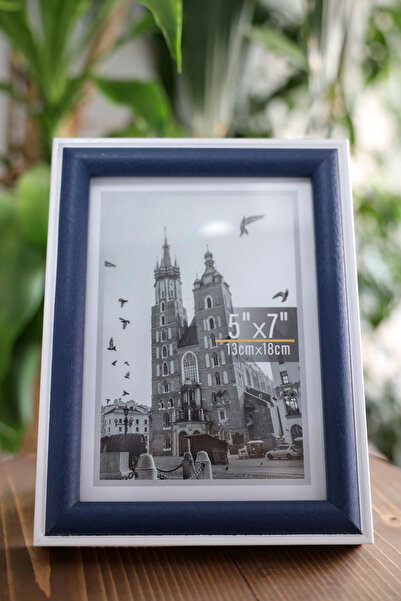 grand medya Beyaz Lacivert 13 x 18 cm Fotoğraf Çerçevesi