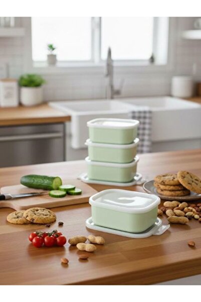 Saint Belisama Concept Ada Yeşil 4-Piece Storage Container Set - Breakfast Snack Container Storage with Leak-Proof Lids