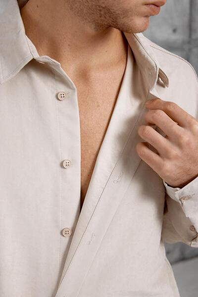 NOMARC Πουκάμισο Κρέμα 251 MODAL KUMAŞ oversized