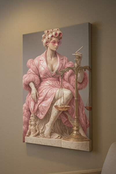 Dekor Paleti Themis Modern Pop Art Pembe Kanvas Tablo – Avukat & Hukuk Bürosu Dekoru