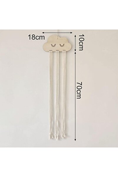 Generic DDMA Handmade Woven Hair Bow Holder - Cloud Wall Hanging, Wood, Beige