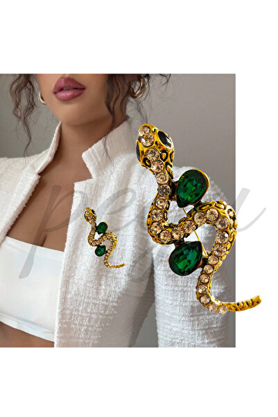 pegu baby collection ZÜMRÜT TAŞLI YILAN BROŞ