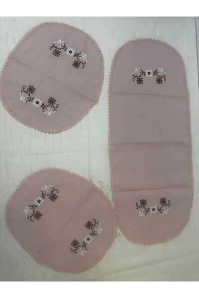 Vinezza Home Collection Machine Etamine Processing Bedroom 3 Piece Coffee Table Cloth, Dowry, Table Cloth