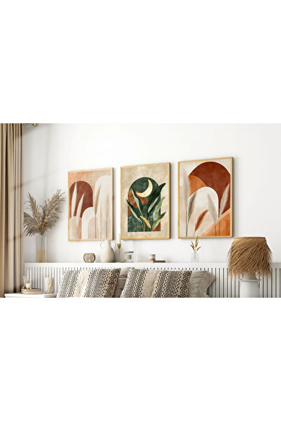 bestablo Set de picturi decorative din lemn Boho cu cadru din 3 piese, decor ...