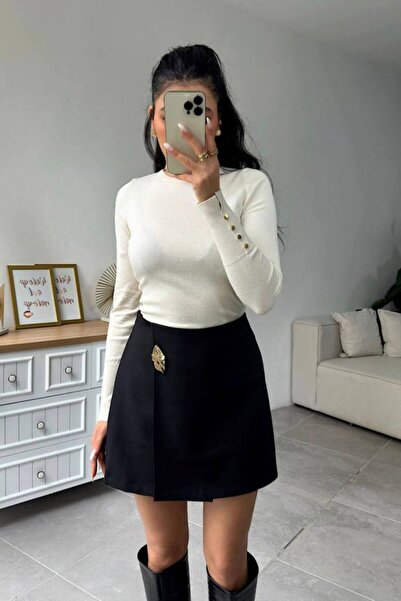 Butik kadın broş tokalıı şort etek