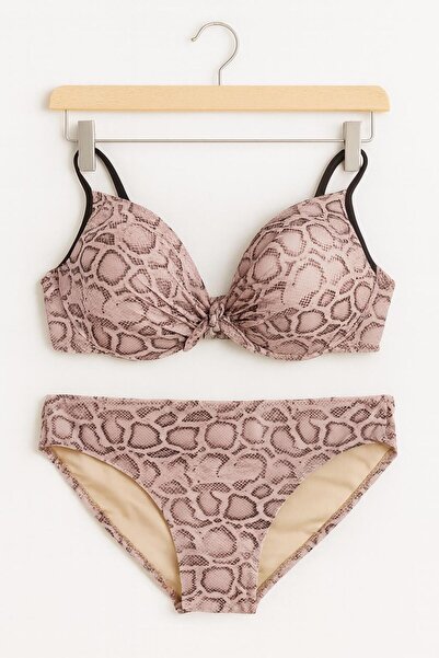 RAPAPA Women's Snake Print Bikini Set – Padded Support Top & Mid-Rise Bottom 1156