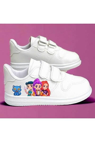 lias desing K-Pop Demon Hunter with Sword Cat Printed White Band Children's Sports Shoes Sneaker