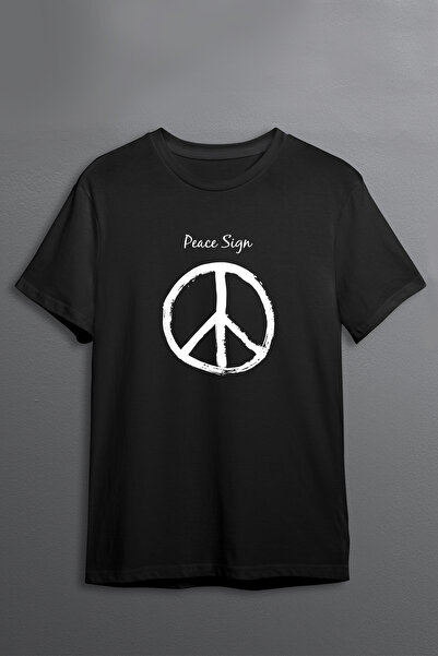Justime Design World Peace Two Front Print Oversized Cotton Crew Neck Unisex ...