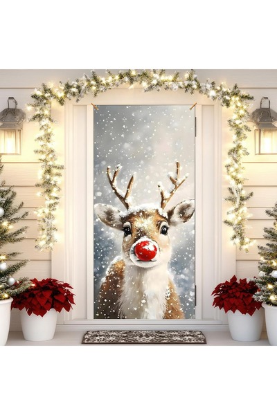 PROMISEBACKDROP2 زينة باب مرنة مقاس 190×75 سم، غطاء باب من القماش، ديكور عيد ...