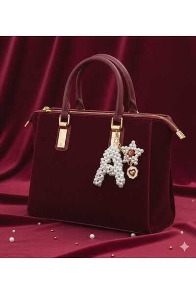 FOR YOU TAKI by Ezgi Pearl Beaded Letter a Heart Shaped Bag Charm and Keychain/Make in Any Letter You Want